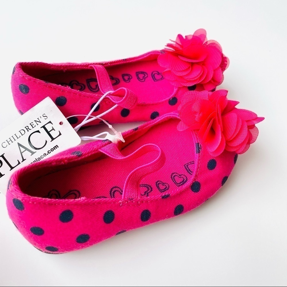 Nwt Pink Polka Dot Flower Flats Girls Size 5 - Picture 10 of 13